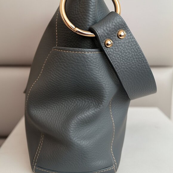 Laggo Julia Pebbled Leather Hobo Bag • Cashmere Gray • NWOT • $595 Retail - Picture 4 of 11